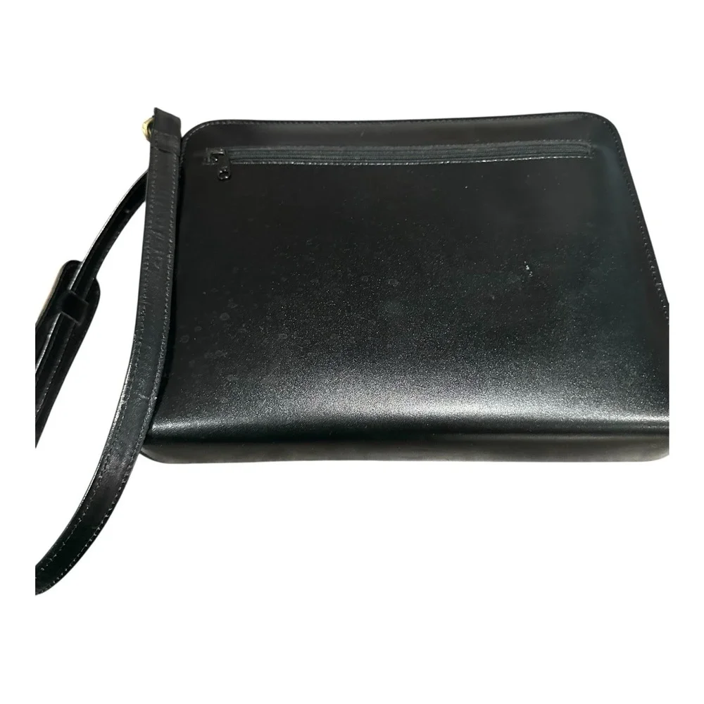 Franklin Quest Full Grain Aniline Leather Planner Organizer Carry Case Zip Black